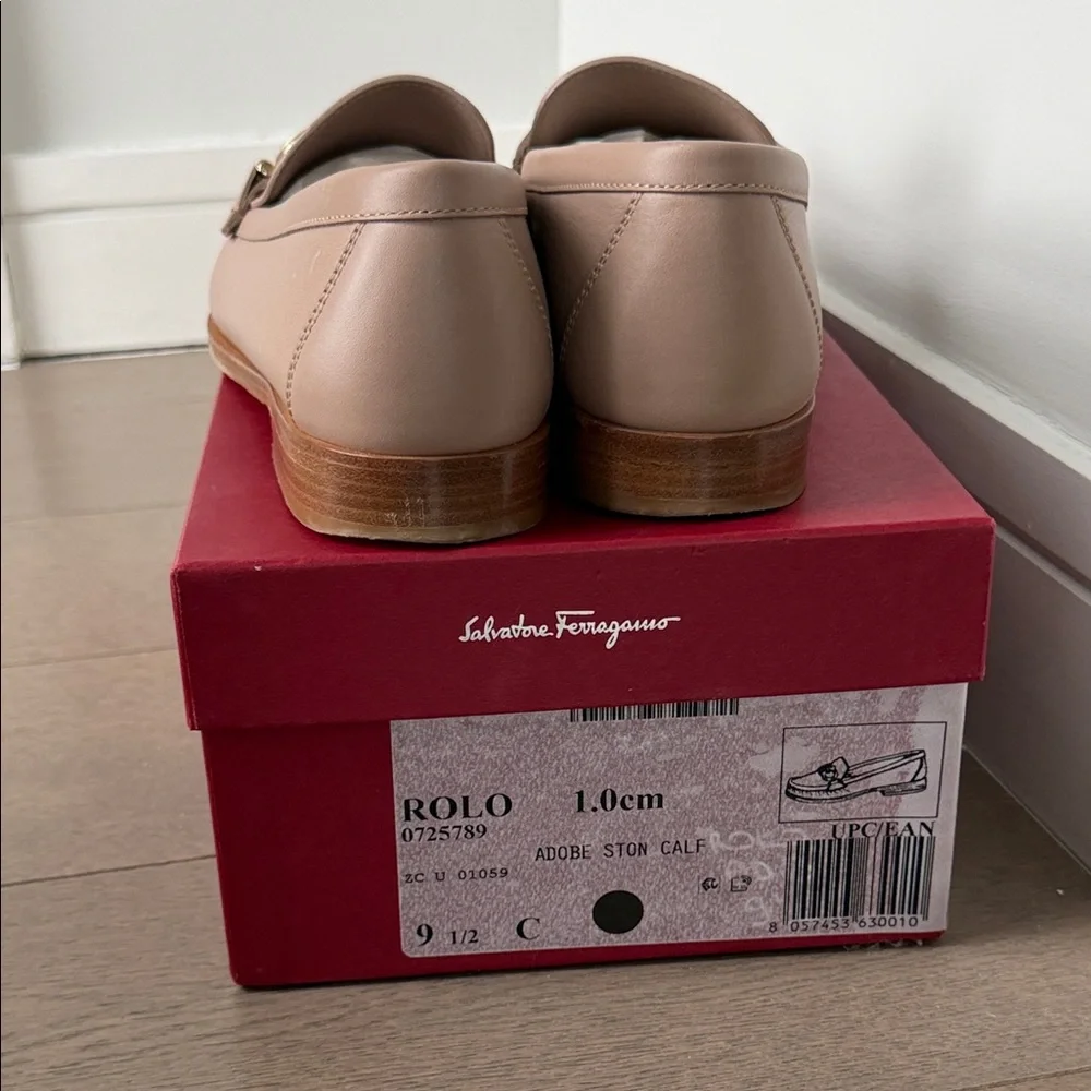 Salvatore Ferragamo Tan Loafers with Gold Accents - Picture 6 of 8